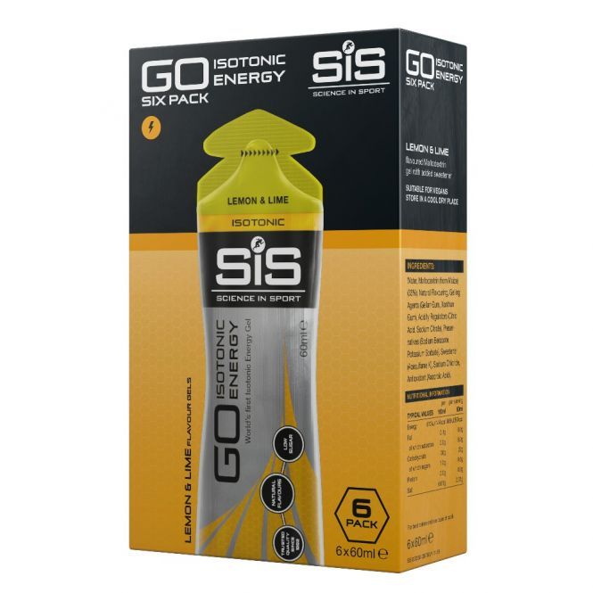 SIS GO Isotonic Energy Gel Pack 6 x 60ml Lemon and Lime